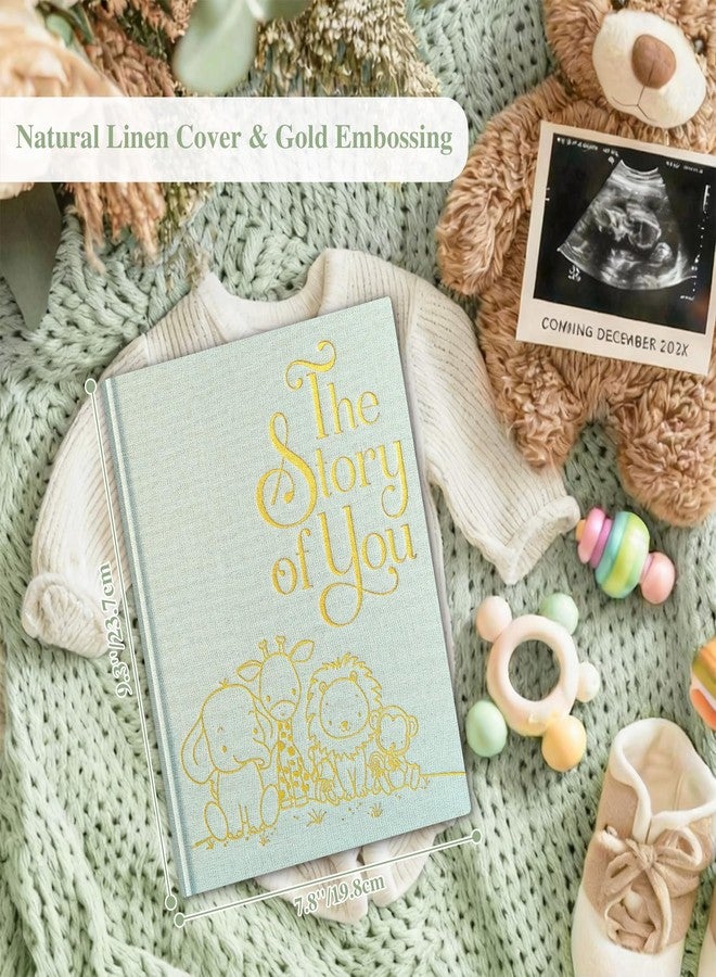 Lanpn Baby Memory Book for Boy Girl - The Story of You, Newborn Babys Book Keepsake Photo Album for New Parents, Linen Cover Baby First 5 Year Milestone Scrapbook Journal (Sage Green, 154 Pages) - Image 2